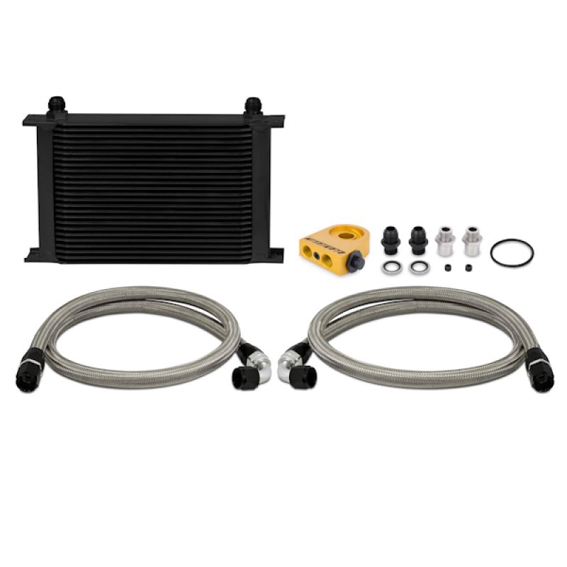 Mishimoto Universal Thermostatic 25 Row Oil Cooler Kit (Black Cooler)-tuningsupply.com