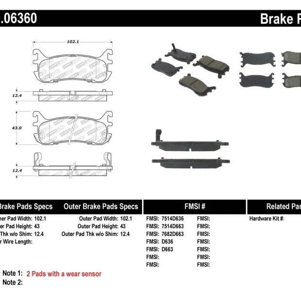 StopTech Performance 94-97/99-05 Miata w/ Normal Suspension Rear Brake Pads D636-Brake Pads - Performance-Stoptech-STO309.06360-SMINKpower Performance Parts