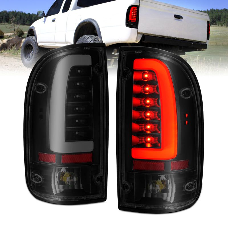 ANZO 1995-2000 Toyota Tacoma LED Taillights Black Housing Smoke Lens (Pair)-tuningsupply.com