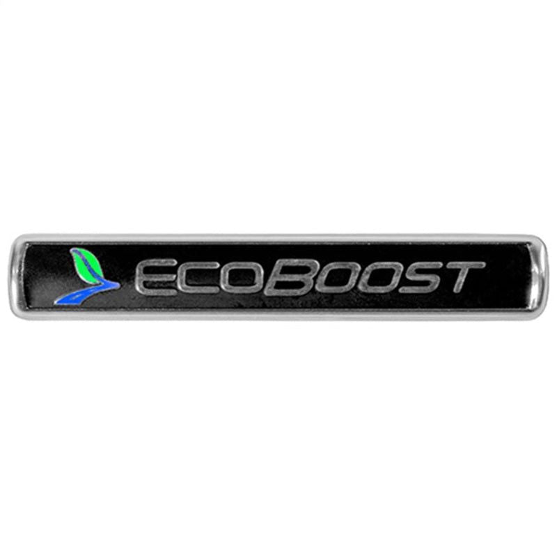 Ford Racing Black/Silver EcoBoost Emblem 3-1/2in x 9/16in - Set of 2-tuningsupply.com