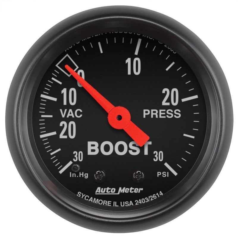 Autometer Z Series 52mm 30 In Hg.-Vac. / 30 PSI Boost / Vacuum Gauge-tuningsupply.com