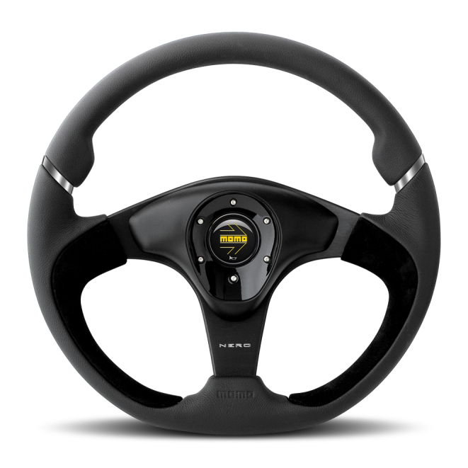 Momo Nero Steering Wheel 350 mm - Black Leather/Suede/Black Spokes-tuningsupply.com