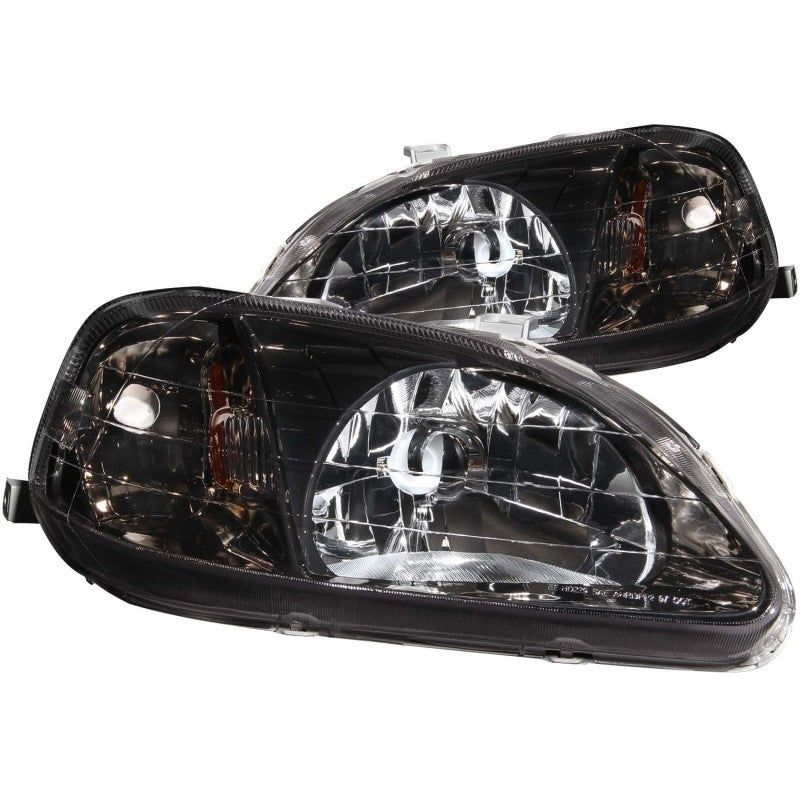 ANZO 1999-2000 Honda Civic Crystal Headlights Gun-Metal Gray-tuningsupply.com