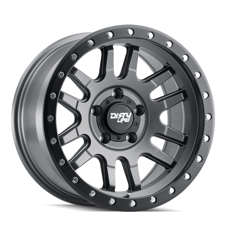 Dirty Life 9309 Canyon Pro 17x9/5x127 BP/-12mm Offset/71.5mm Hub Satin Graphite Wheel - Beadlock-tuningsupply.com