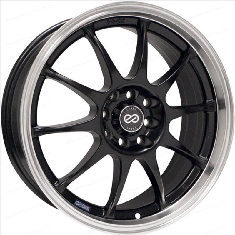 Enkei J10 16x7 5x100/114.3 38mm Offset 72.62mm Bore Dia Matte Black w/ Machined Lip Wheel-tuningsupply.com