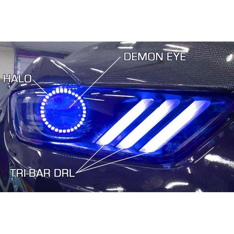 Oracle 15-17 Ford Mustang Dynamic RGB+A Pre-Assembled Headlights - Black Edition - ColorSHIFT - SMINKpower Performance Parts ORL8199-332 ORACLE Lighting