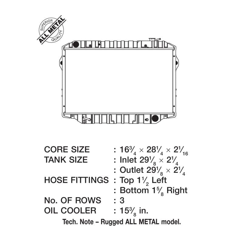 CSF 93-97 Toyota Land Cruiser 4.5L Heavy Duty 3 Row All Metal Radiator-tuningsupply.com