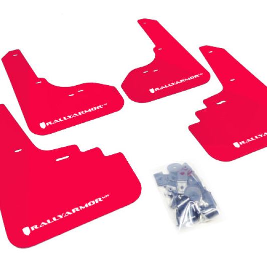 Rally Armor 05-09 Subaru Legacy GT / Outback Red UR Mud Flap w/ White Logo-Mud Flaps-Rally Armor-RALMF4-UR-RD/WH-SMINKpower Performance Parts