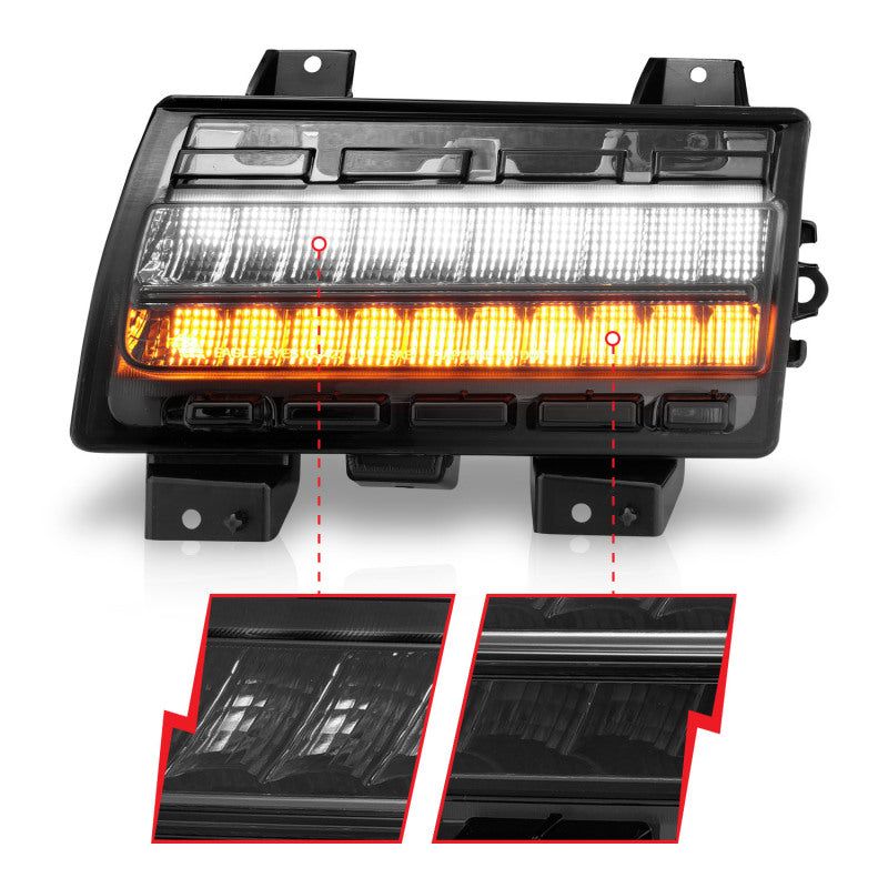 ANZO 2018-2021 Jeep Wrangler LED Side Markers Chrome Housing Smoke Lens w/ Seq. Signal Low Config-tuningsupply.com