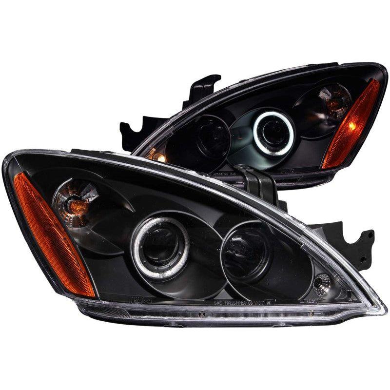 ANZO 2004-2007 Mitsubishi Lancer Projector Headlights w/ Halo Black (CCFL)-tuningsupply.com