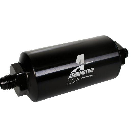 Aeromotive In-Line Filter - (AN-6 Male) 10 Micron Microglass Element Bright Dip Black Finish-tuningsupply.com