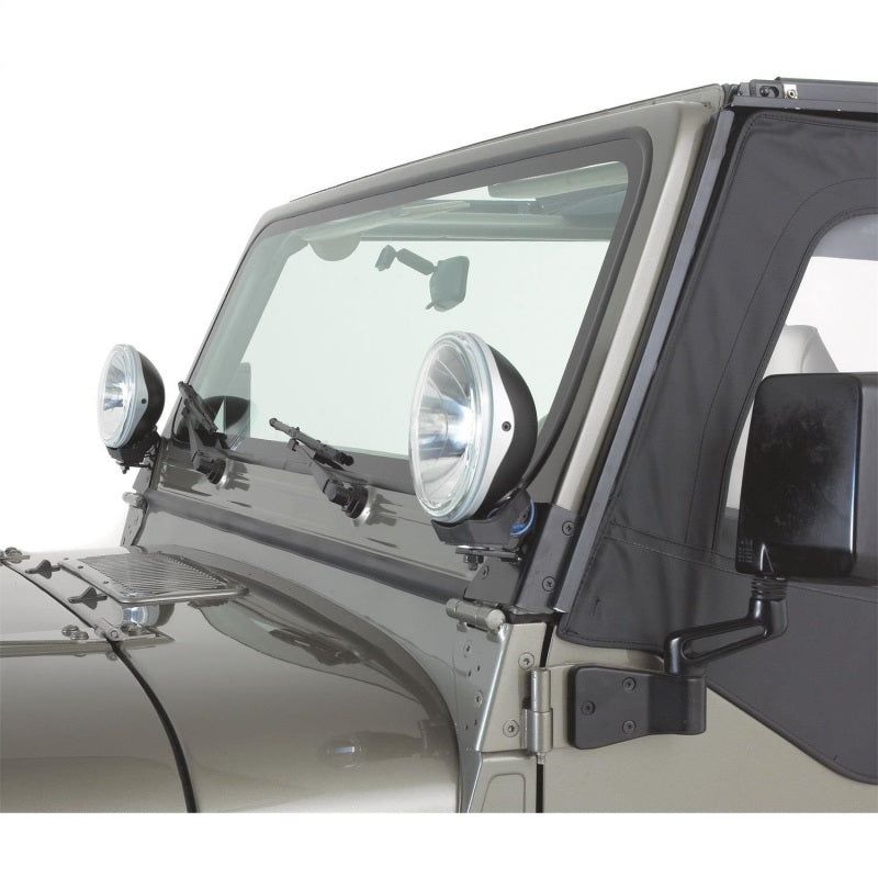 Rampage 1976-1983 Jeep CJ5 Windshield Hinge Light Bracket - Black-Doors-Rampage-RAM7609-SMINKpower Performance Parts