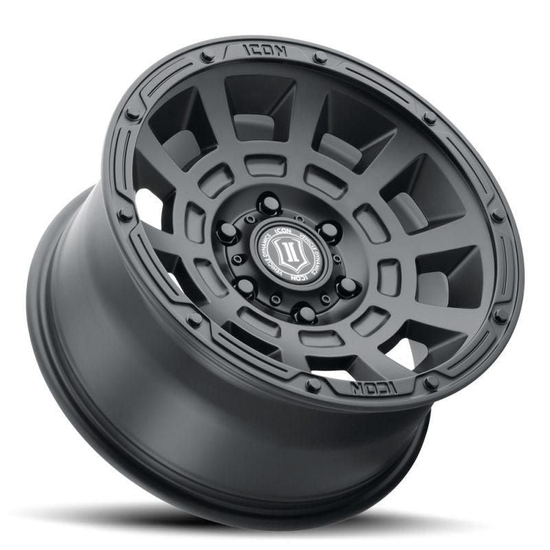 ICON Thrust 17x8.5 6x5.5 0mm Offset 4.75in BS Satin Black Wheel-tuningsupply.com