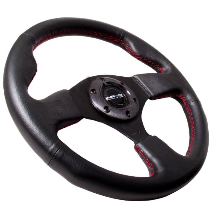 NRG Reinforced Steering Wheel (320mm) Leather w/Red Stitch-tuningsupply.com