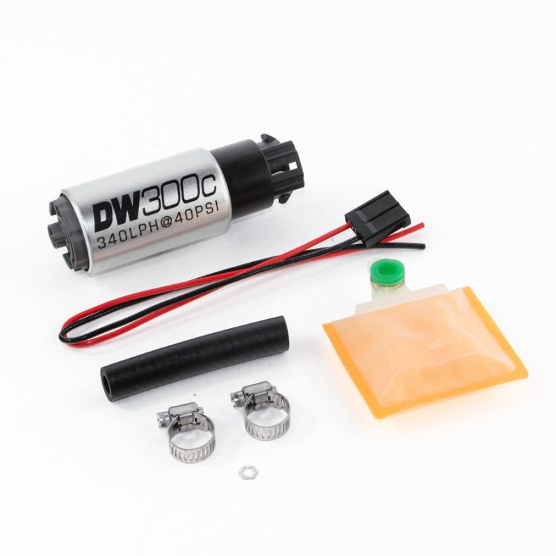 DeatschWerks 340lph DW300C Compact Fuel Pump w/ Universal Install Kit (w/ Mounting Clips)-tuningsupply.com