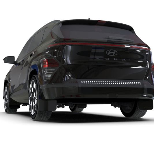 Rally Armor 2024 Hyundai Kona EV Black UR Mud Flap - Metallic Black Logo-Mud Flaps-Rally Armor-RALMF113-UR-BLK-MBK-SMINKpower Performance Parts