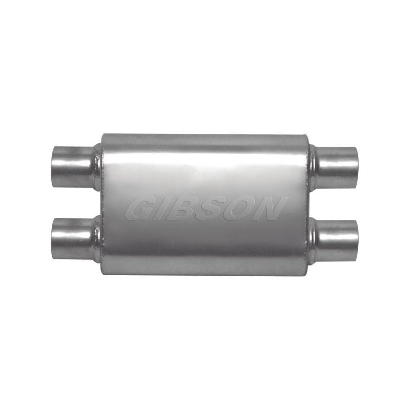 Gibson CFT Superflow Dual/Dual Oval Muffler - 4x9x18in/2.5in Inlet/2.5in Outlet - Stainless-tuningsupply.com