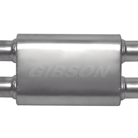 Gibson CFT Superflow Dual/Dual Oval Muffler - 4x9x13in/2.25in Inlet/2.25in Outlet - Stainless-tuningsupply.com