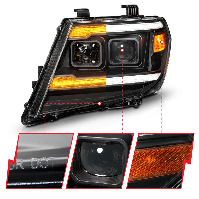 ANZO 09-20 Nissan Frontier Black Projector Plank Style DRL w/ Switchback & Sequential LED DRL-tuningsupply.com