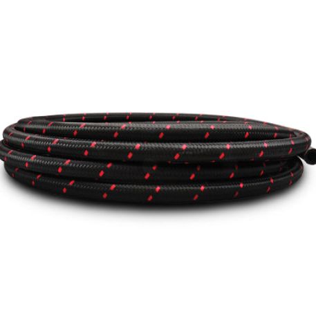 Vibrant -10 AN Two-Tone Black/Red Nylon Braided Flex Hose (10 foot roll) - SMINKpower Performance Parts VIB11970R Vibrant