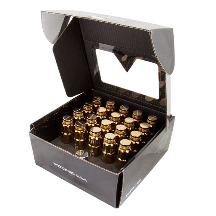 NRG 700 Series M12 X 1.5 Steel Lug Nut w/Dust Cap Cover Set 21 Pc w/Locks & Socket - Chrome Gold-tuningsupply.com