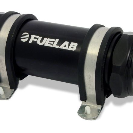 Fuelab 828 In-Line Fuel Filter Long -8AN In/Out 10 Micron Fabric - Black-tuningsupply.com