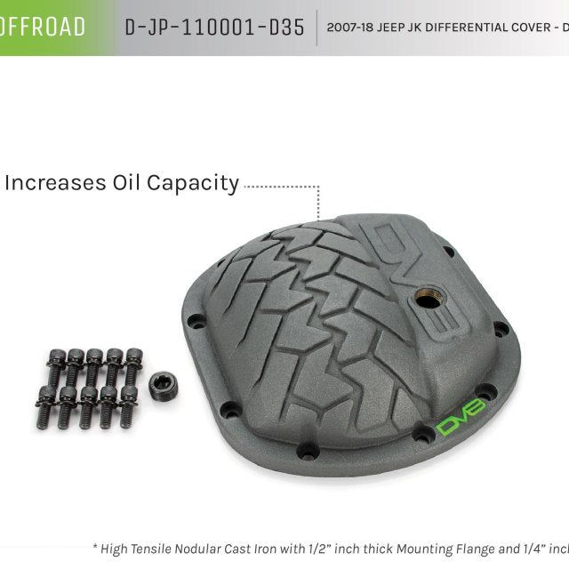 DV8 Offroad HD Dana 35 Diff Cover Cast Iron Gray Powdercoat-tuningsupply.com