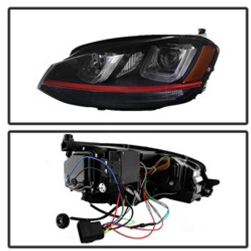 Spyder Volkswagen Golf VII 14-16 Projector Headlights DRL LED Red Stripe Blk PRO-YD-VG15-RED-DRL-BK - SMINKpower Performance Parts SPY5080592 SPYDER