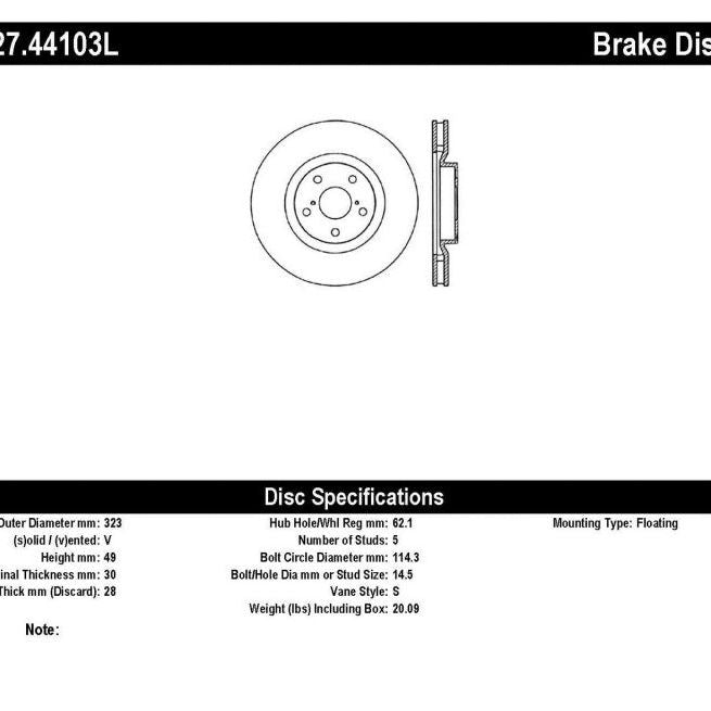 StopTech 5/93-98 Toyota Supra Turbo Left Front Slotted & Drilled Rotor-Brake Rotors - Slot & Drilled-Stoptech-STO127.44103L-SMINKpower Performance Parts