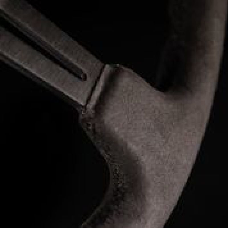 NRG Reinforced Steering Wheel (350mm / 3in. Deep) Black Leather w/ Alcantara Stitching-tuningsupply.com