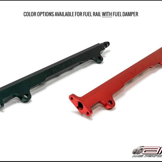 AMS Performance 08-15 Mitsubishi EVO X CNC Machined Aluminum Fuel Rail w/Pulsation Dampener - Red-tuningsupply.com