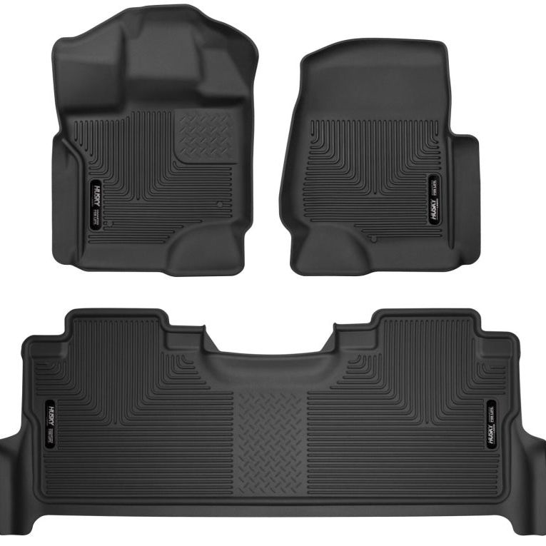 Husky Liners 21-23 Ford F-150 CC SC X-Act Contour Front & Second Row Seat Floor Liners - Black-tuningsupply.com