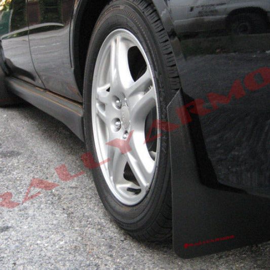 Rally Armor 02-07 Subaru WRX/STI/RS/2.5i (Wagons Req. Mod.) Basic Black Mud Flap w/Red Logo-tuningsupply.com