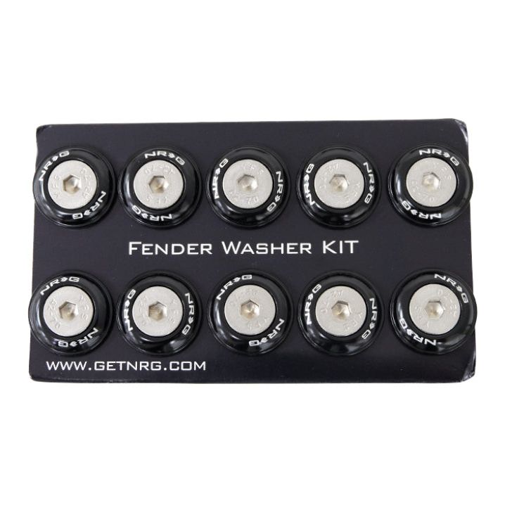 NRG Fender Washer Kit w/Rivets For Plastic (Black) - Set of 10-tuningsupply.com