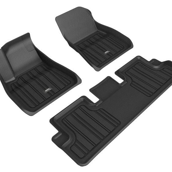 3D MAXpider 2020-2022 Tesla Model 3 Elitect 1st & 2nd Row Floormats - Black-tuningsupply.com