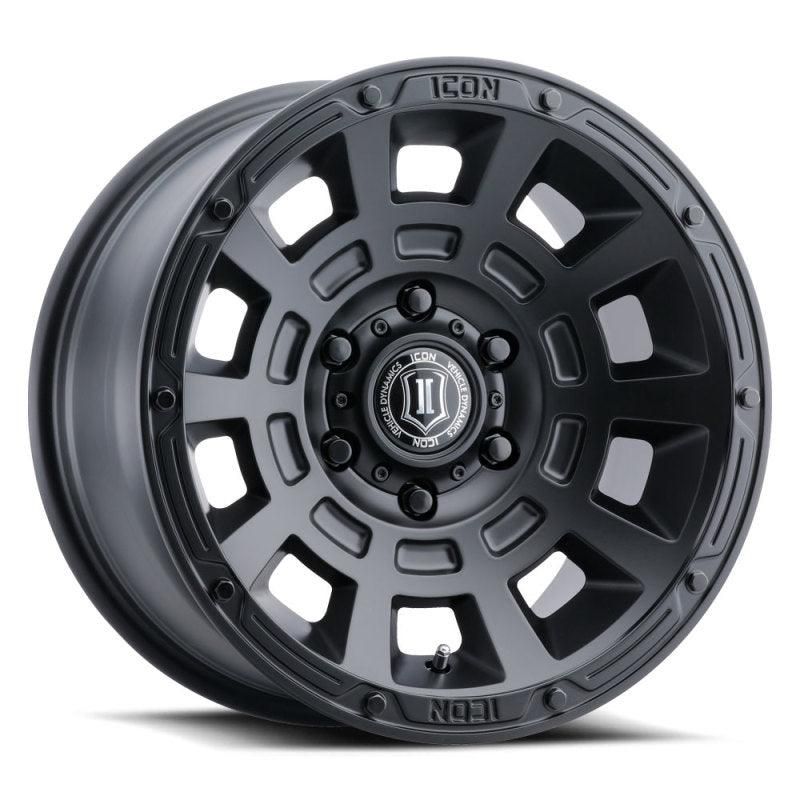 ICON Thrust 17x8.5 6x5.5 0mm Offset 4.75in BS Satin Black Wheel-tuningsupply.com