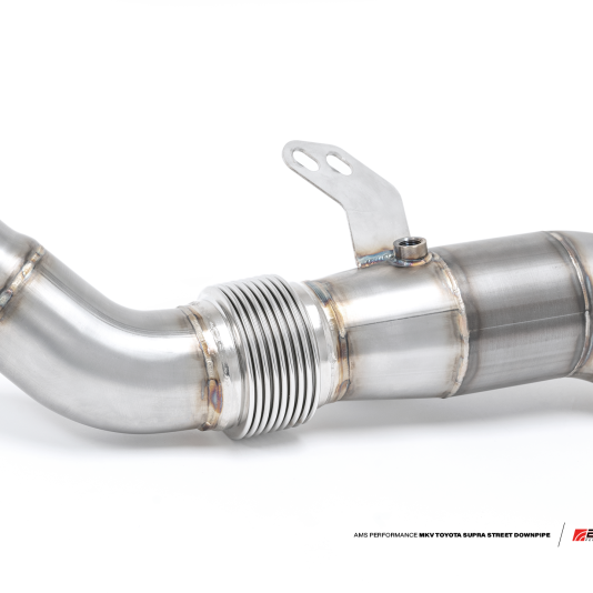 AMS Performance 2020+ Toyota Supra A90 Street Downpipe w/GESI Catalytic Converter-tuningsupply.com