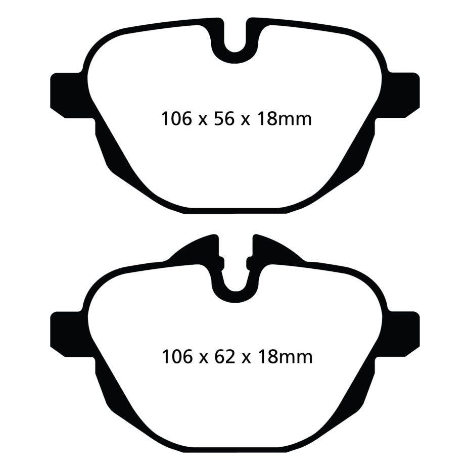 EBC 11+ BMW X3 2.0 Turbo (F25) Greenstuff Rear Brake Pads-tuningsupply.com