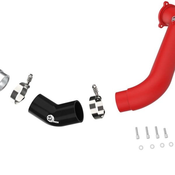 aFe BladeRunner Red 2-3/4in Aluminum Charge Pipe 2021 Toyota Supra GR (A90) I4-2.0L (t) B48-tuningsupply.com