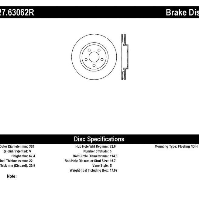 StopTech 05-09 Chrysler 300 (5.7L V8 exc SRT-8) Rear Right Slotted & Drilled Rotor-Brake Rotors - Slot & Drilled-Stoptech-STO127.63062R-SMINKpower Performance Parts