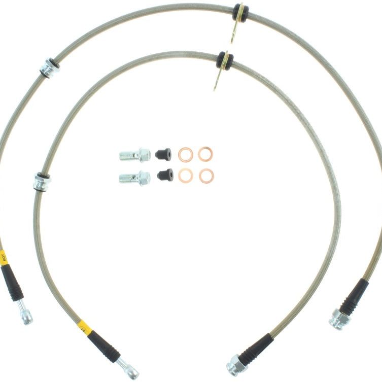 StopTech 08-10 EVO X AWD Stainless Steel Front Brake Lines-Brake Line Kits-Stoptech-STO950.46007-SMINKpower Performance Parts