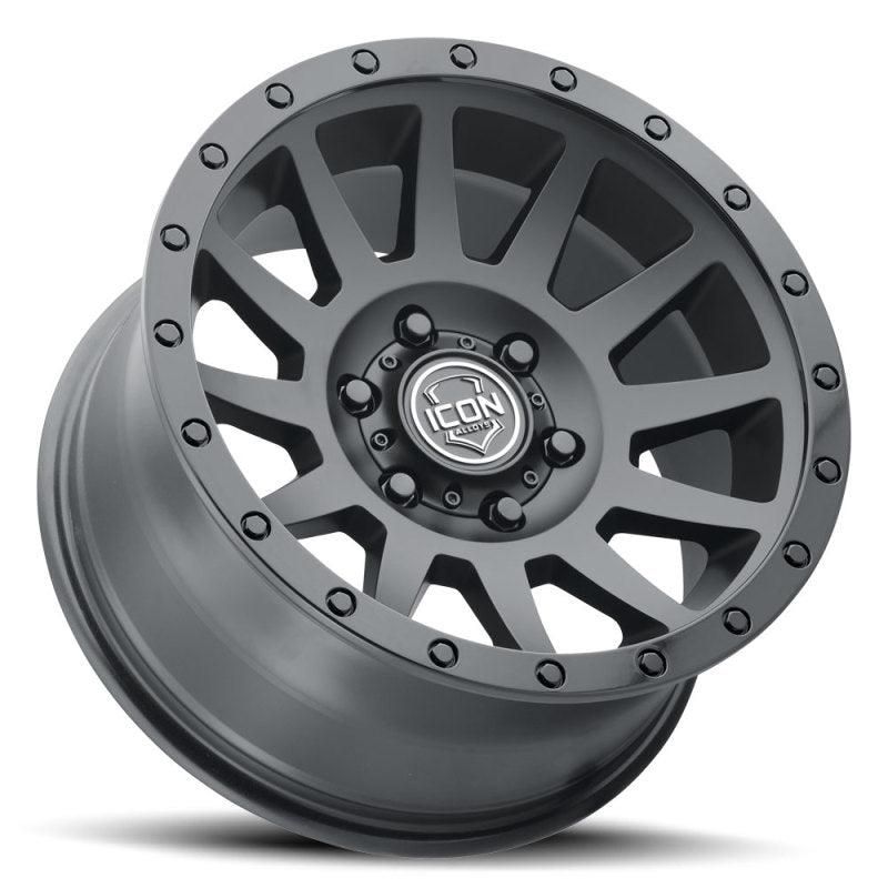 ICON Compression 18x9 6x5.5 0mm Offset 5in BS 106.1mm Bore Double Black Wheel-tuningsupply.com