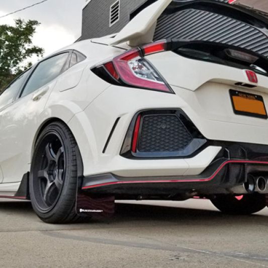 Rally Armor 17-21 Honda Civic Type R Black UR Mud Flap w/ White Logo-Mud Flaps-Rally Armor-RALMF47-UR-BLK/WH-SMINKpower Performance Parts