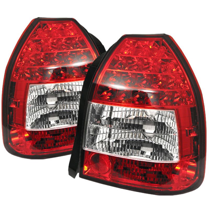 Spyder Honda Civic 96-00 3DR LED Tail Lights Red Clear ALT-YD-HC96-3D-LED-RC-Tail Lights-SPYDER-SPY5004949-SMINKpower Performance Parts