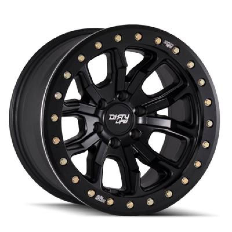 Dirty Life 9303 DT-1 17x9 / 5x127 BP / -12mm Offset / 78.1mm Hub Matte Black Wheel - Beadlock-tuningsupply.com