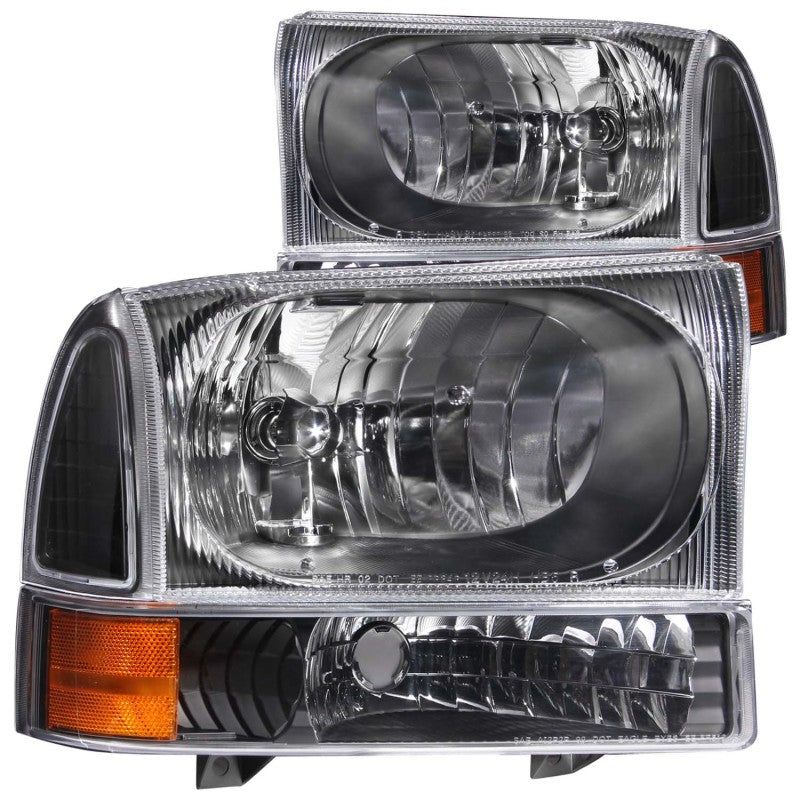 ANZO 2000-2004 Ford Excursion Crystal Headlights Black-tuningsupply.com