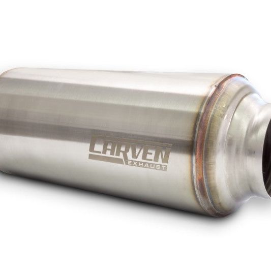 Carven Universal Carven-TR Performance Muffler 304SS 2.5in. Inlet / 15in. OL / 5in. OD-tuningsupply.com