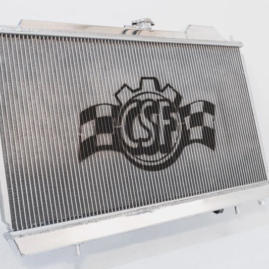 CSF 96-07 Mitsubishi Evo 4/5/6/7/8/9 Full-Slim Radiator w/12in Fan & Shroud/-16AN & Slip On Fitting-tuningsupply.com