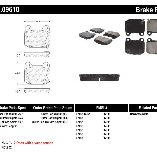 StopTech Performance ST-22 2-Piston Rear Caliper Brake Pads-Brake Pads - Performance-Stoptech-STO309.09610-SMINKpower Performance Parts