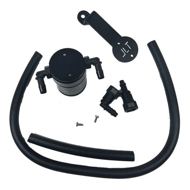 J&L 05-10 Ford Mustang GT/Bullitt/Saleen Passenger Side Oil Separator 3.0 - Black Anodized-tuningsupply.com